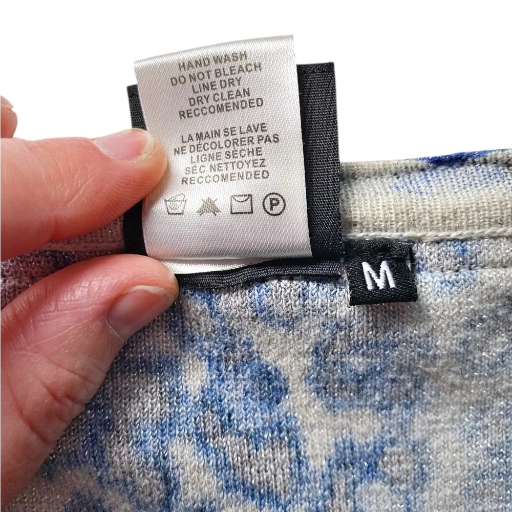 Sharon Young Black and Blue Animal Print Shimmer Long Sleeve Cardigan - Picture 10 of 15